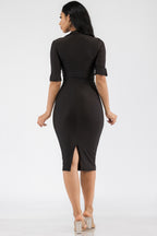 SATIN MIDI DRESS - BLACK - PLUS SIZE