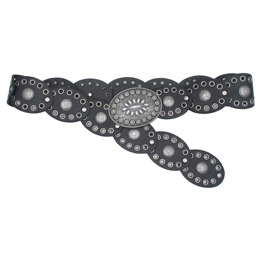 Artisan Flower Oval Buckle Oval Disc Hip Belt