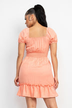 Smocking Waist Ruffle Trim Dress