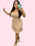 Smocking Waist Ruffle Trim Dress