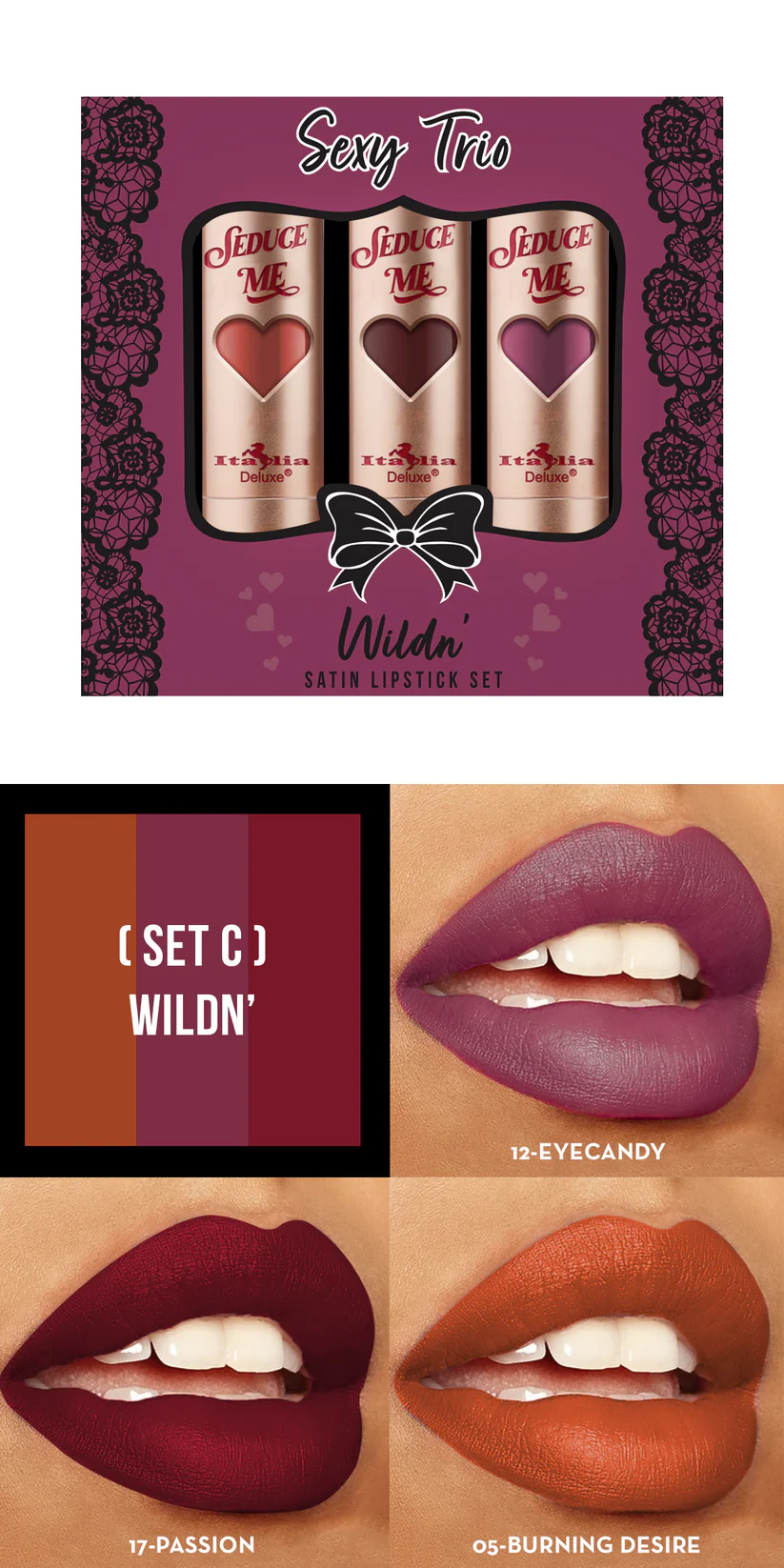 Sexy Trio Satin Lipstick Set