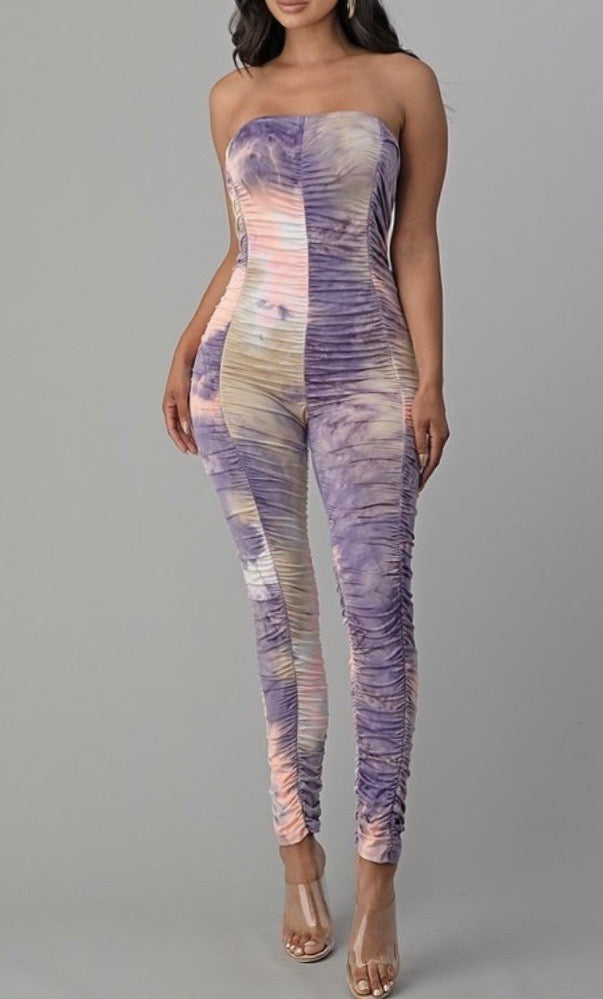 Tie Dye dress ruched Jumpsuit