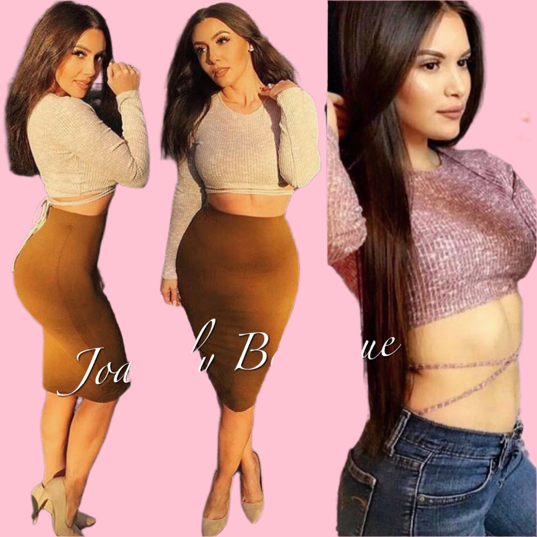 Long Sleeve W-Waist Laces Top