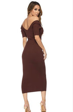 Brown ribbed Midi dress