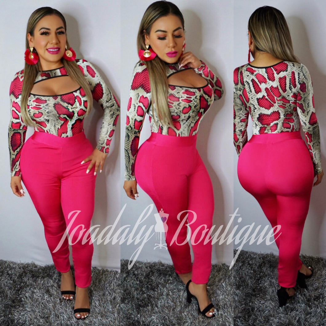 Sasey  Snake Bodysuit Pink