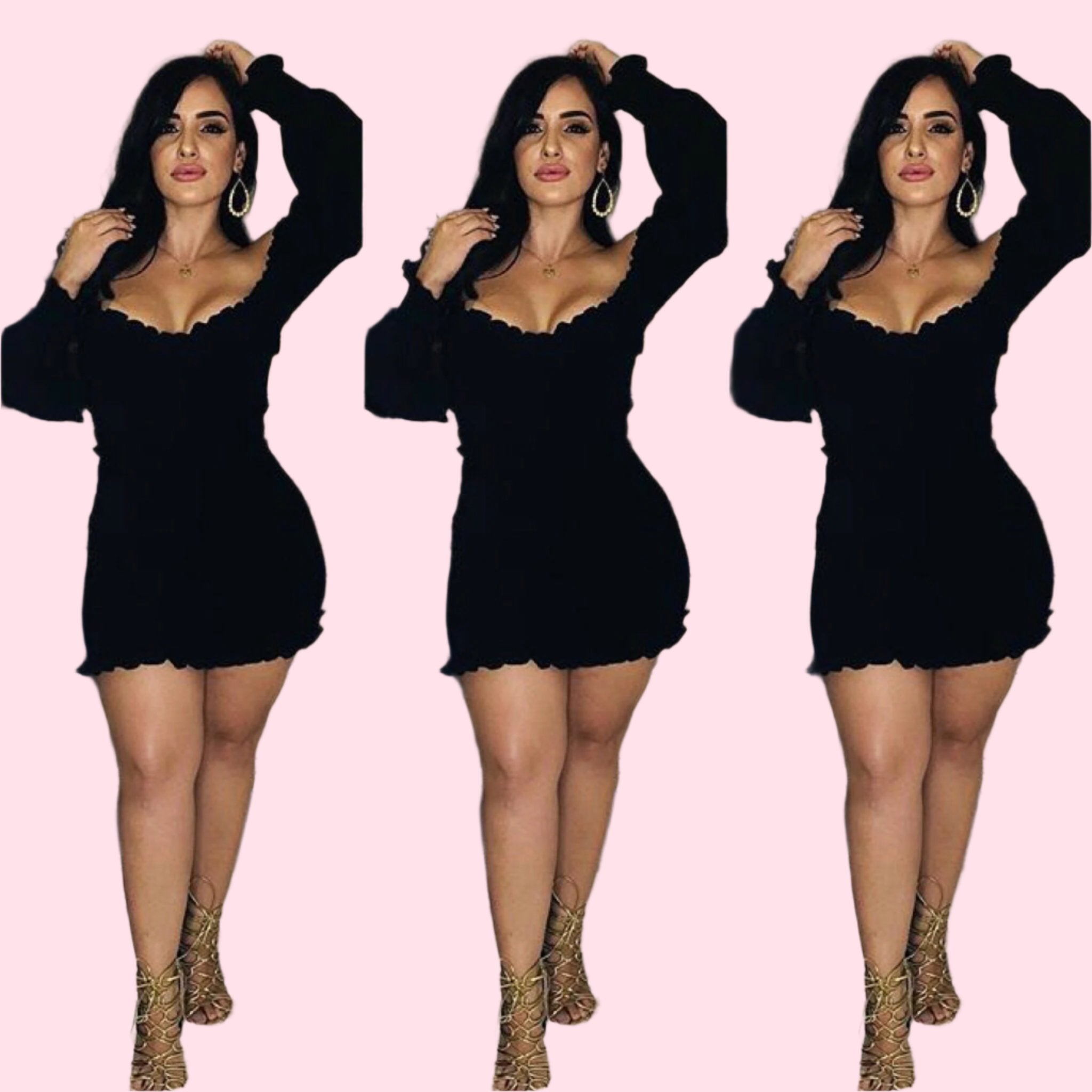 Carla Ruffle Black Dress