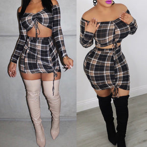 Plaid Ruched Set