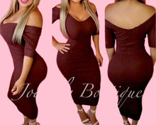 Load image into Gallery viewer, Brown ribbed Midi dress
