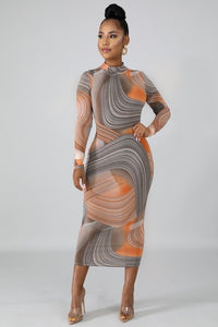 Marbled Midi Dress