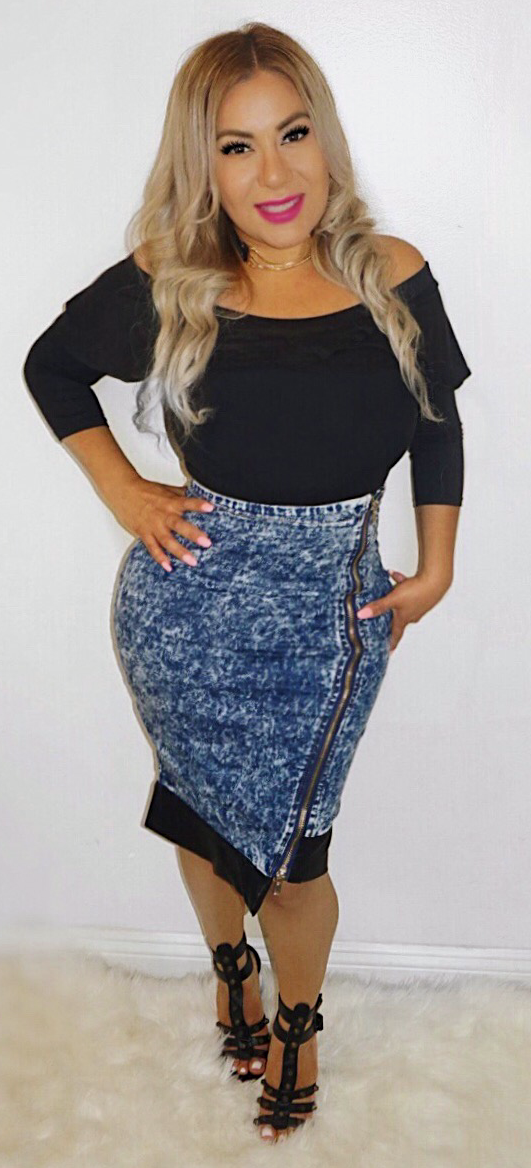 High Waist  Denim Pencil Skirt