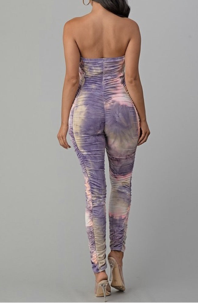 Tie Dye dress ruched Jumpsuit