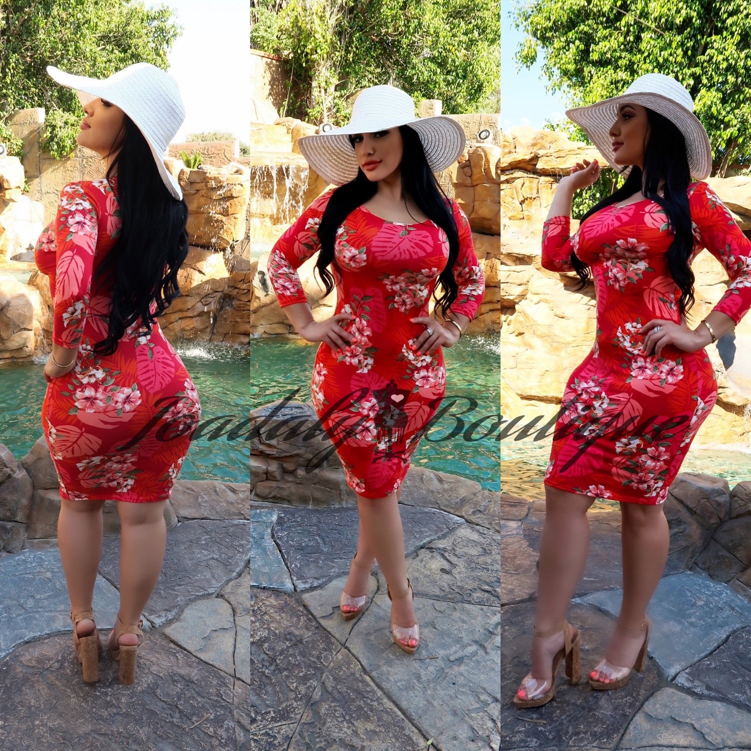Floral Red Dress