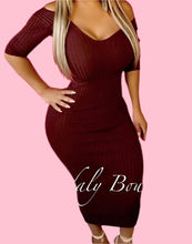 Load image into Gallery viewer, Brown ribbed Midi dress
