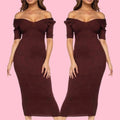 Brown ribbed Midi dress