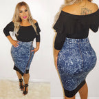 High Waist  Denim Pencil Skirt