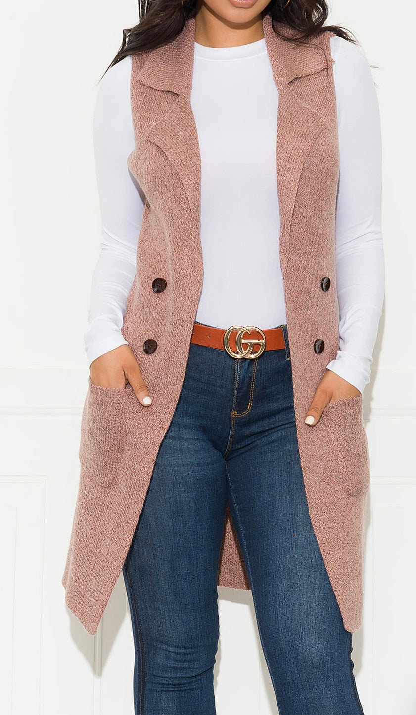 VEE SWEATER VEST - PINK