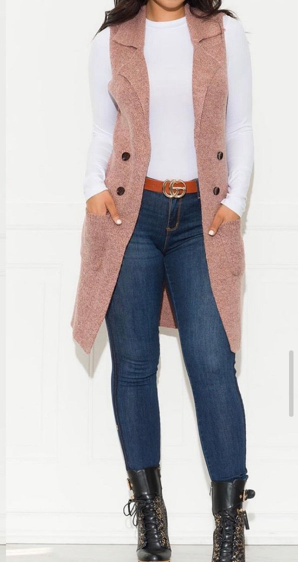 VEE SWEATER VEST - PINK