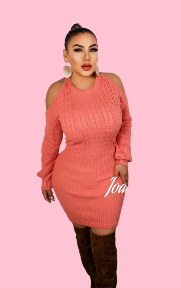 Coral Sweater Dress